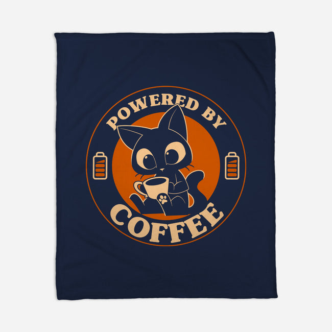 Powered By Coffee Cat-None-Fleece-Blanket-worlddominationforcats