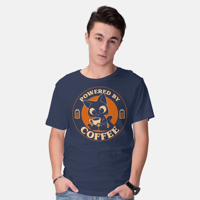 Powered By Coffee Cat-Mens-Basic-Tee-worlddominationforcats