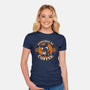 Powered By Coffee Cat-Womens-Fitted-Tee-worlddominationforcats