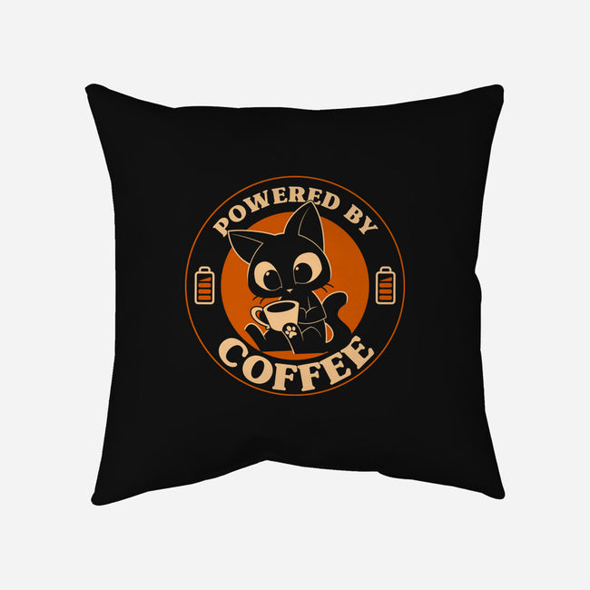 Powered By Coffee Cat-None-Non-Removable Cover w Insert-Throw Pillow-worlddominationforcats