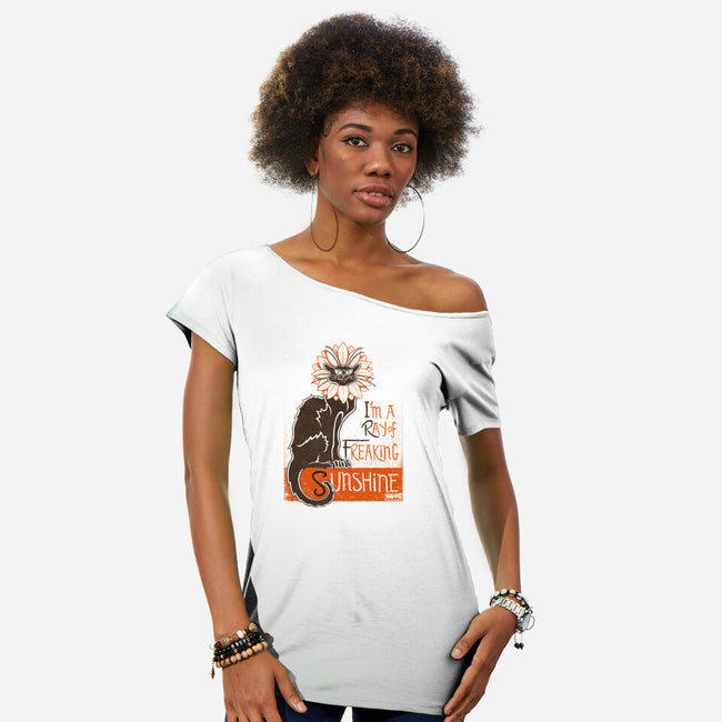 Ray Of Freaking Sunshine Cats-Womens-Off Shoulder-Tee-worlddominationforcats