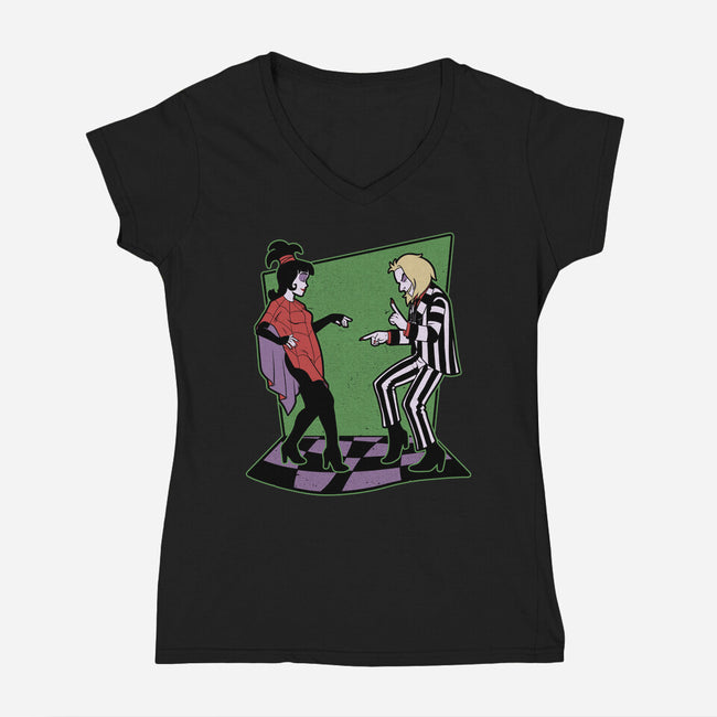 Beetle And Girl Dance-Womens-V-Neck-Tee-Studio Mootant