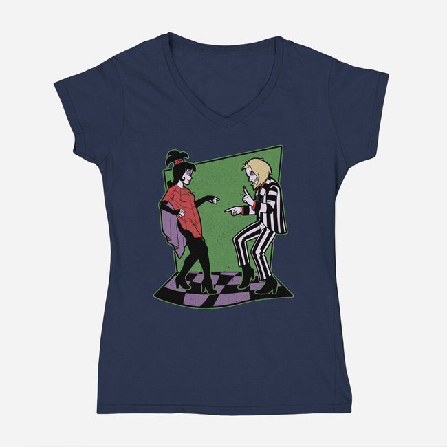 Beetle And Girl Dance-Womens-V-Neck-Tee-Studio Mootant