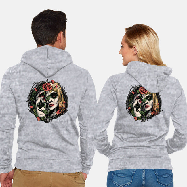 Strange Couple-Unisex-Zip-Up-Sweatshirt-glitchygorilla