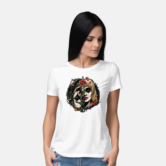 Strange Couple-Womens-Basic-Tee-glitchygorilla