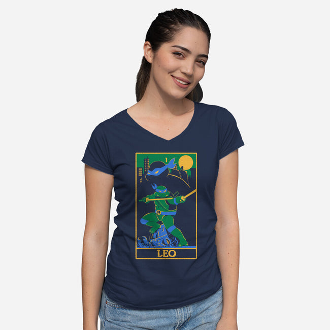 Leo Tarot Card-Womens-V-Neck-Tee-naomori