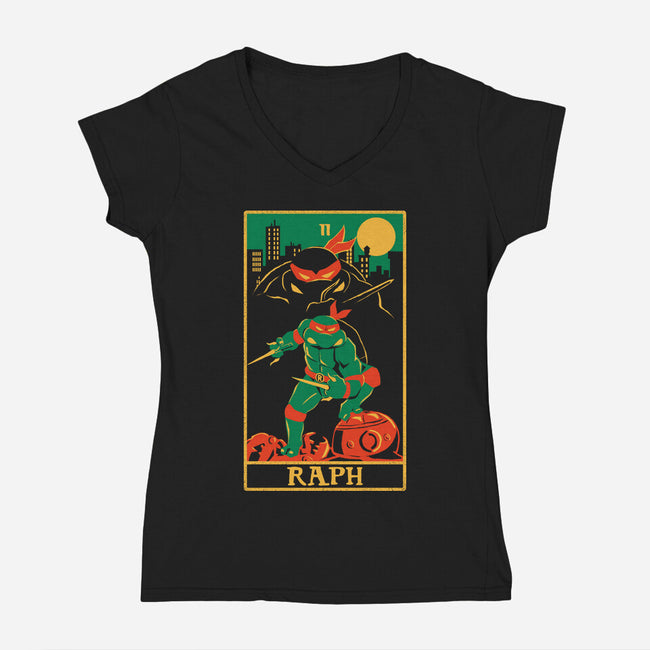 Raph Tarot Card-Womens-V-Neck-Tee-naomori