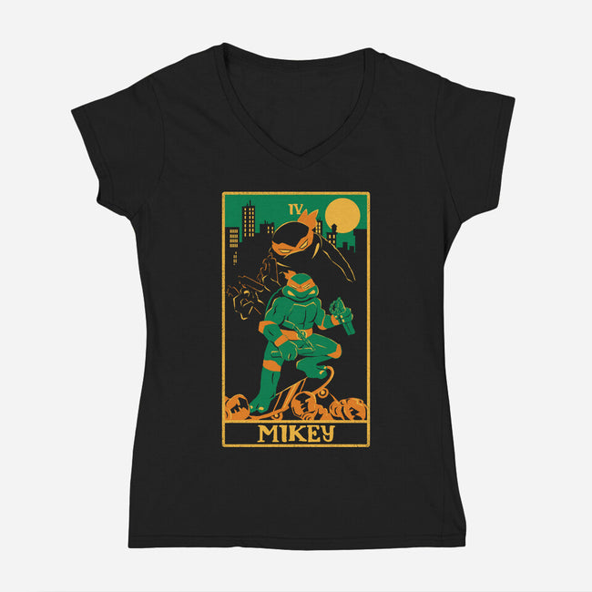 Mikey Tarot Card-Womens-V-Neck-Tee-naomori