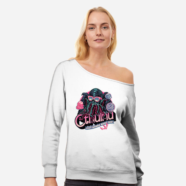 Creatures From The Deep-Womens-Off Shoulder-Sweatshirt-glitchygorilla