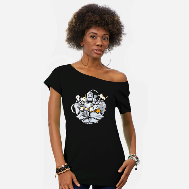 Purrmetal Alchemist-Womens-Off Shoulder-Tee-naomori