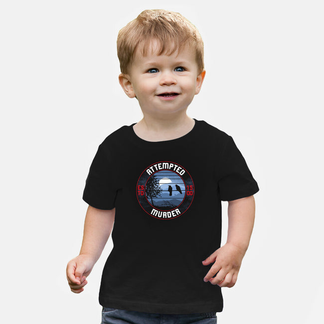 Attempted Murder Crows-Baby-Basic-Tee-rocketman_art