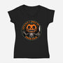 Smiling Creepy Pumpkin-Womens-V-Neck-Tee-Studio Mootant