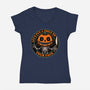 Smiling Creepy Pumpkin-Womens-V-Neck-Tee-Studio Mootant