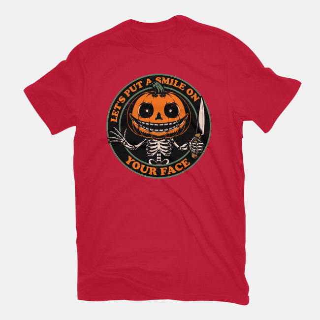 Smiling Creepy Pumpkin-Womens-Basic-Tee-Studio Mootant