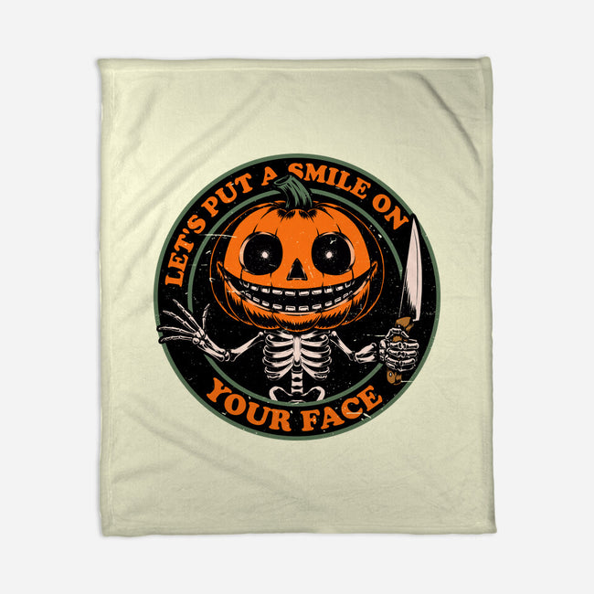 Smiling Creepy Pumpkin-None-Fleece-Blanket-Studio Mootant