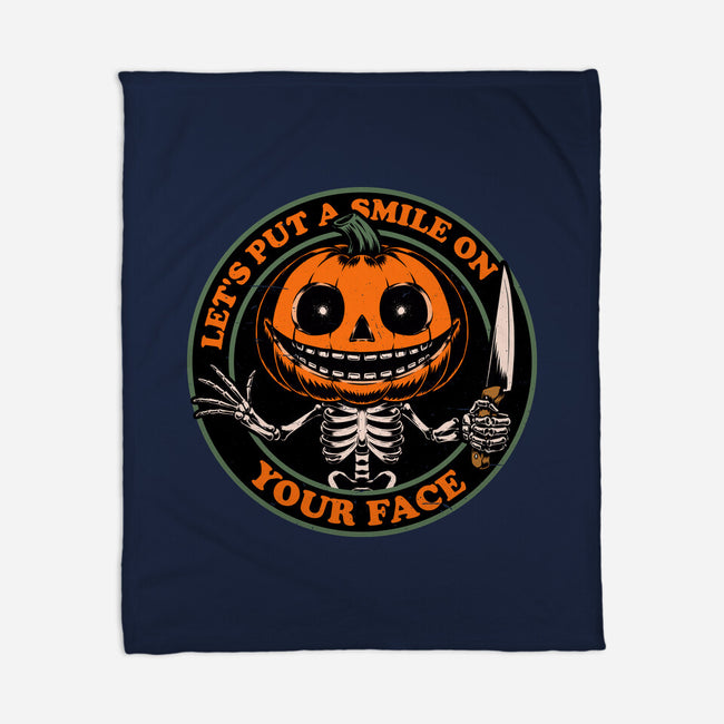 Smiling Creepy Pumpkin-None-Fleece-Blanket-Studio Mootant