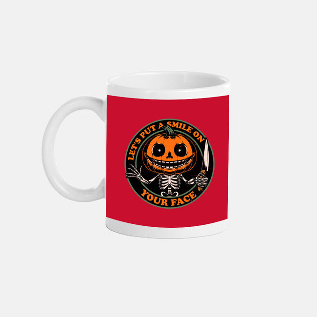 Smiling Creepy Pumpkin-None-Mug-Drinkware-Studio Mootant