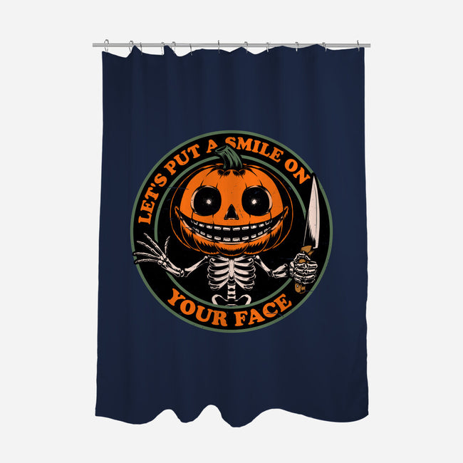 Smiling Creepy Pumpkin-None-Polyester-Shower Curtain-Studio Mootant