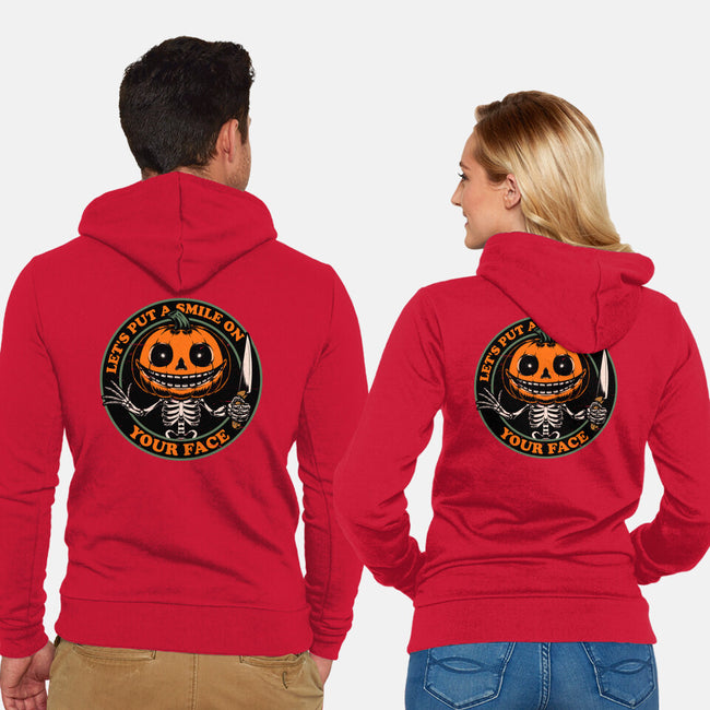 Smiling Creepy Pumpkin-Unisex-Zip-Up-Sweatshirt-Studio Mootant