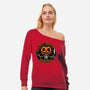 Smiling Creepy Pumpkin-Womens-Off Shoulder-Sweatshirt-Studio Mootant