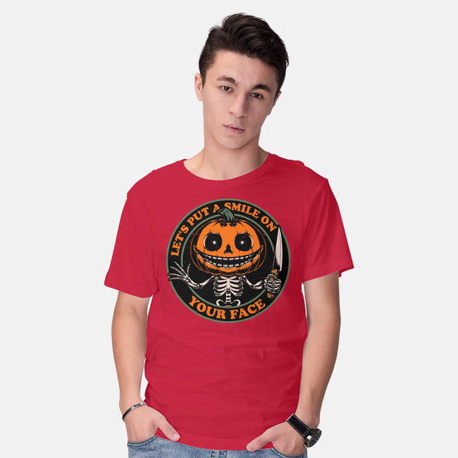 Smiling Creepy Pumpkin-Mens-Basic-Tee-Studio Mootant