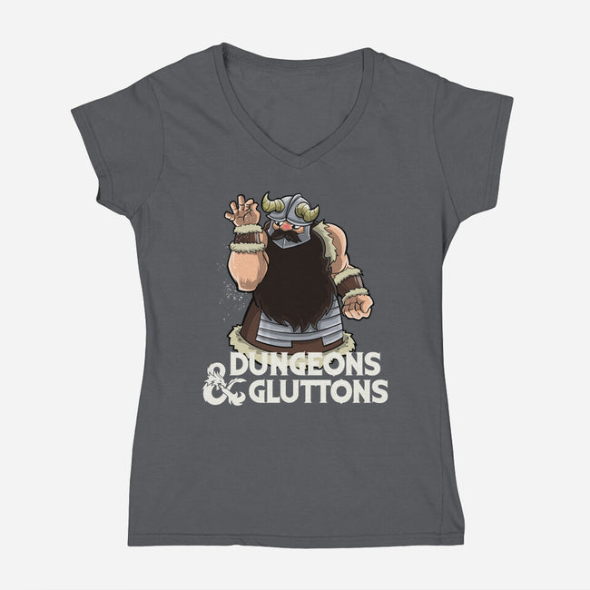 Dungeons And Gluttons-Womens-V-Neck-Tee-zascanauta