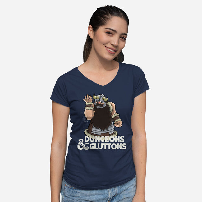 Dungeons And Gluttons-Womens-V-Neck-Tee-zascanauta