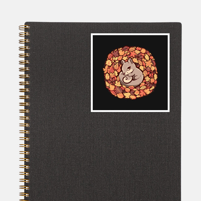 Squirrel Upon Autumn Leaves-None-Glossy-Sticker-TechraNova