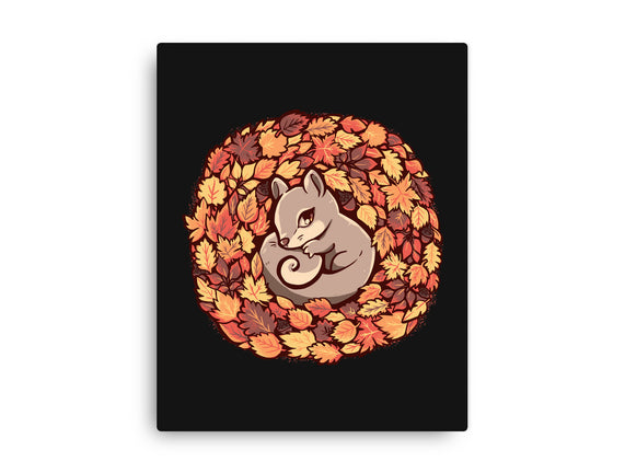 Squirrel Upon Autumn Leaves