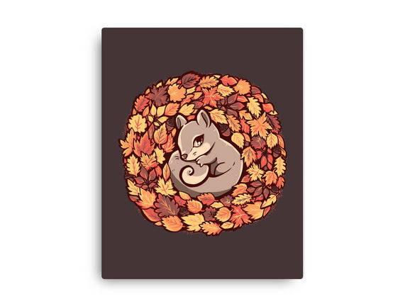 Squirrel Upon Autumn Leaves