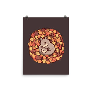 Squirrel Upon Autumn Leaves