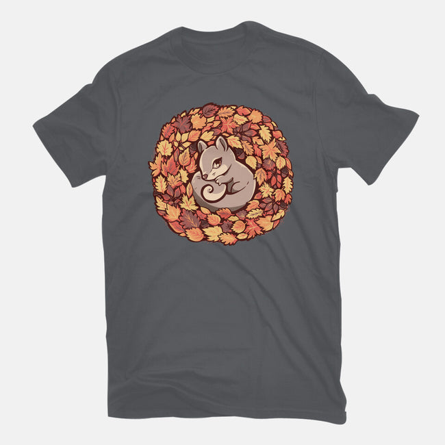 Squirrel Upon Autumn Leaves-Mens-Premium-Tee-TechraNova