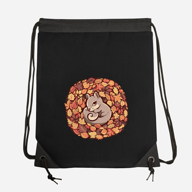 Squirrel Upon Autumn Leaves-None-Drawstring-Bag-TechraNova