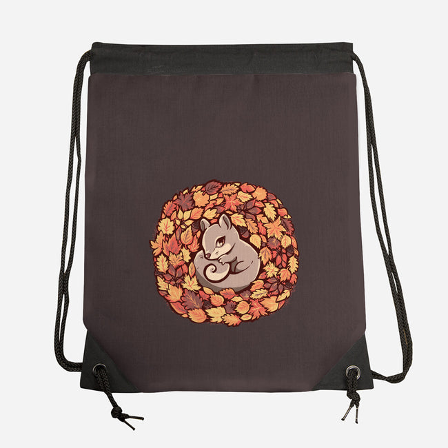 Squirrel Upon Autumn Leaves-None-Drawstring-Bag-TechraNova