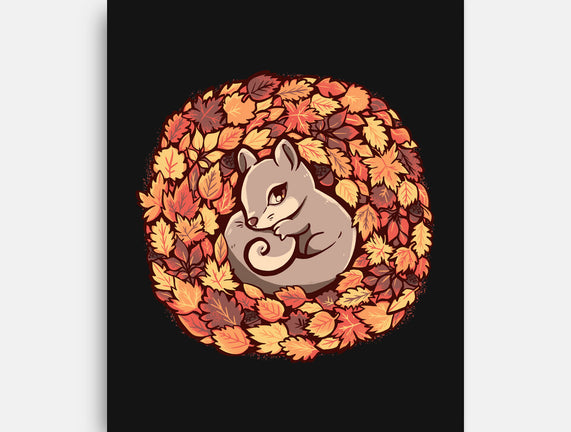 Squirrel Upon Autumn Leaves