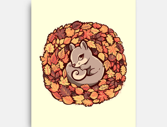 Squirrel Upon Autumn Leaves