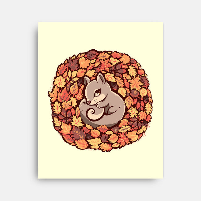 Squirrel Upon Autumn Leaves-None-Stretched-Canvas-TechraNova