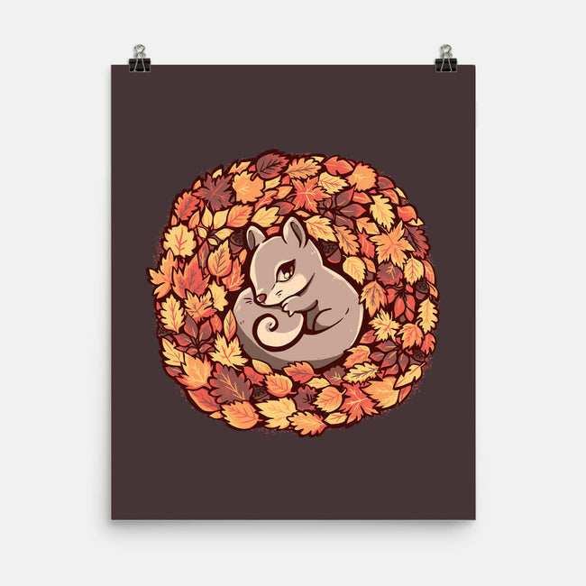 Squirrel Upon Autumn Leaves-None-Matte-Poster-TechraNova