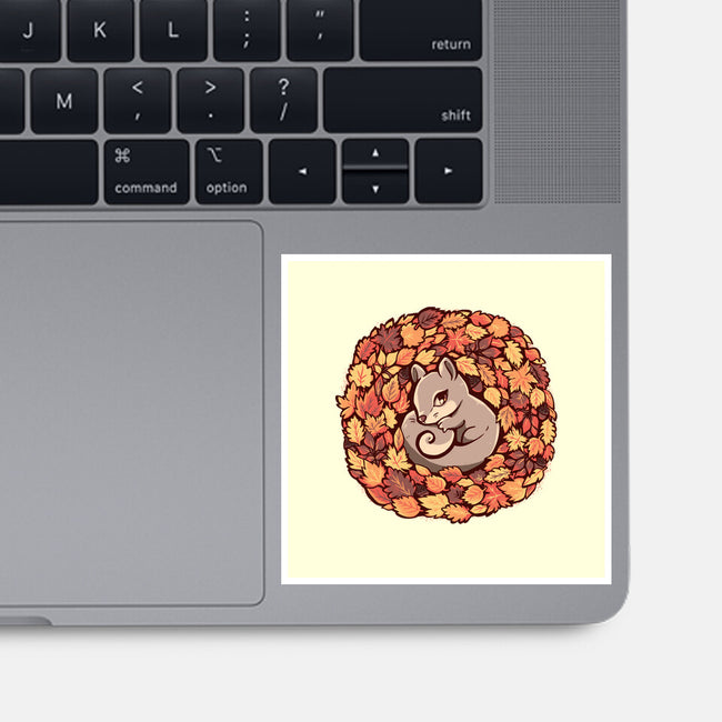 Squirrel Upon Autumn Leaves-None-Glossy-Sticker-TechraNova