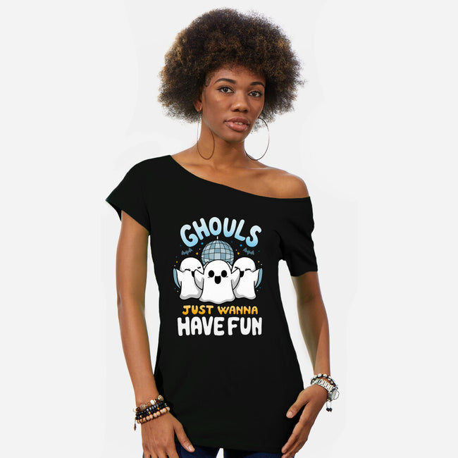 Fun Ghouls-Womens-Off Shoulder-Tee-Vallina84