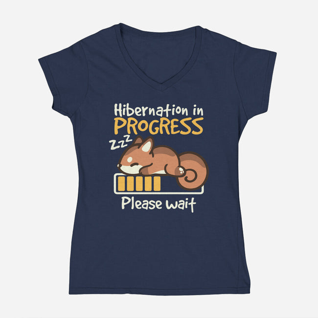 Hibernation In Progress Squirrel-Womens-V-Neck-Tee-NemiMakeit