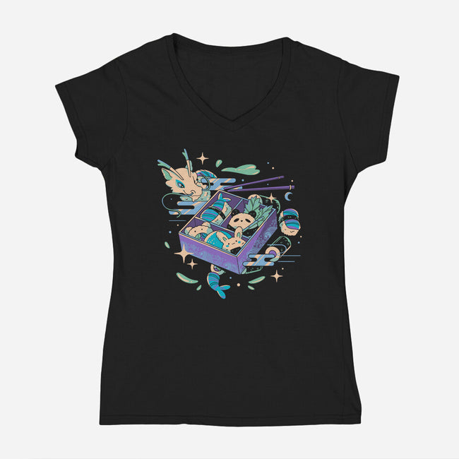 Sushi Animals-Womens-V-Neck-Tee-yumie