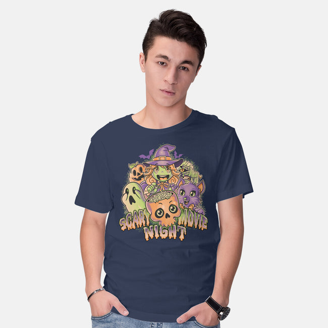 Scary Movie Night-Mens-Basic-Tee-Skullpy