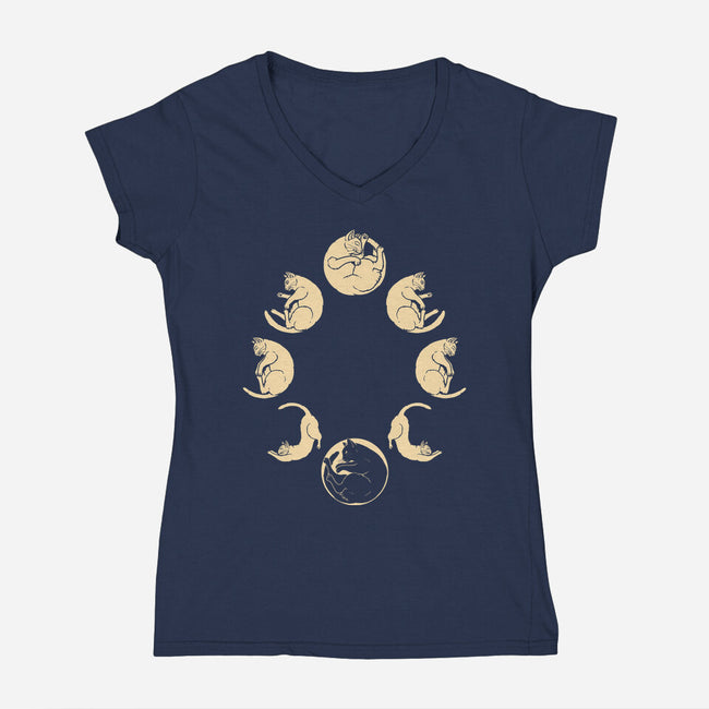 Meow Cycle-Womens-V-Neck-Tee-Thiago Correa