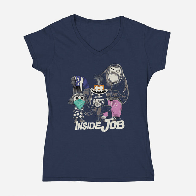 Inside Job-Womens-V-Neck-Tee-alfbocreative