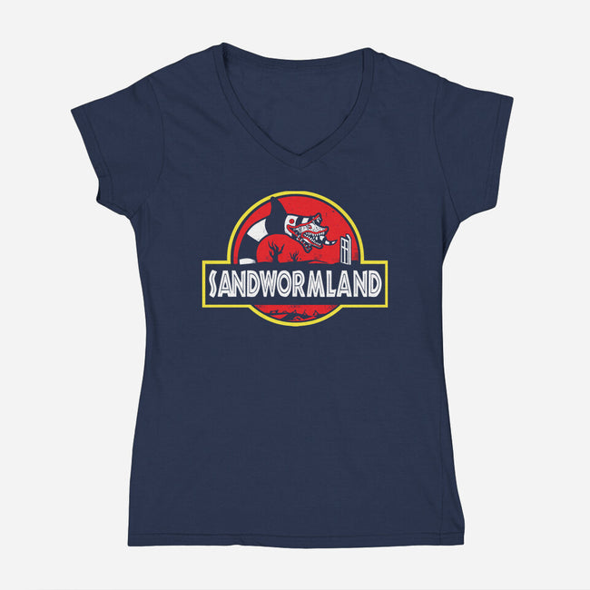 Sandwormland-Womens-V-Neck-Tee-arace