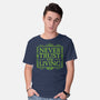 Never Trust Living-Mens-Basic-Tee-teesgeex