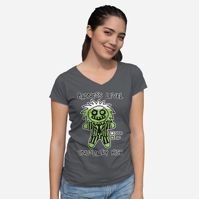 BJ Badness level-Womens-V-Neck-Tee-paulagarcia