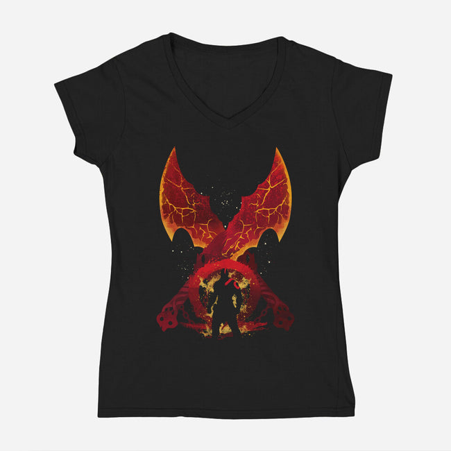 Blades Of Chaos-Womens-V-Neck-Tee-dandingeroz