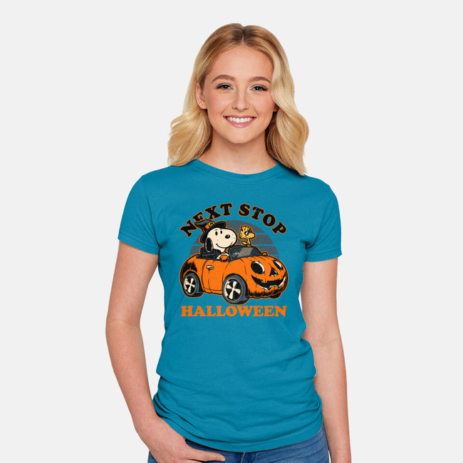 Spooky Beagle Car-Womens-Fitted-Tee-Studio Mootant